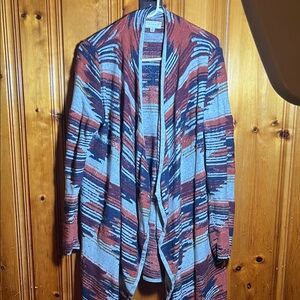 Lucky Brand Navy and Rust Striped Cardigan